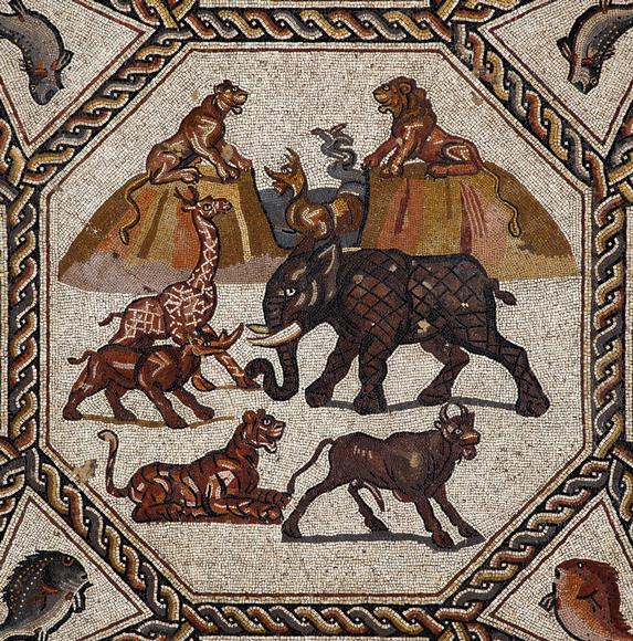 Image: central panel with the assortment of African and other animals